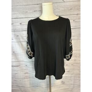 banana republic Shirt Embroidered Sleeve Puff Sleeves Medium
